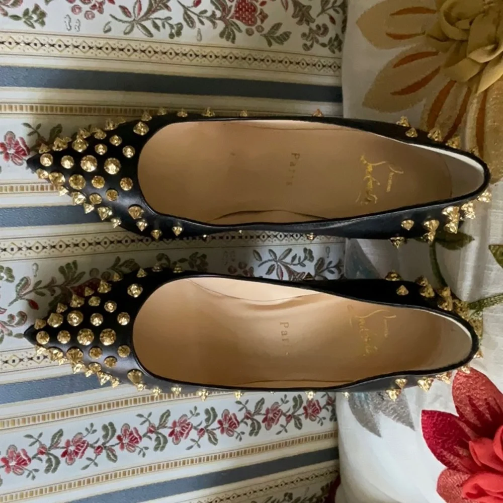 Christian Louboutin black and golden metal heels size 37 narrow